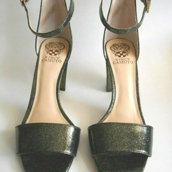 NEW VINCE CAMUTO Multi Glitter Greenish Gold Bronze Sandals - Picture 2 of 6